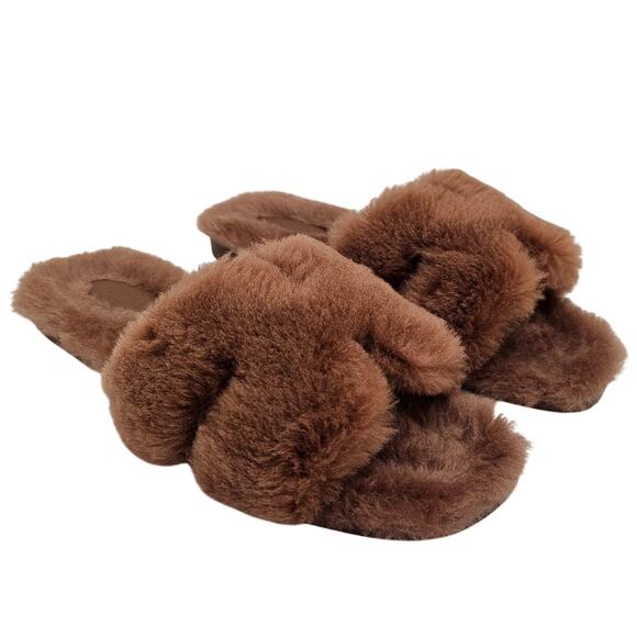 Hermes Woolskin Oran Sandals Naturel Brown US 8 / EU 38 - Picture 1 of 6